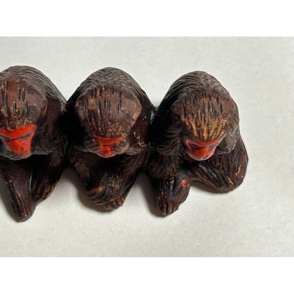 Vintage Hear No Evil‎ See No Evil Speak No Evil Monkeys Figurine Occupied Japan - Picture 4 of 5